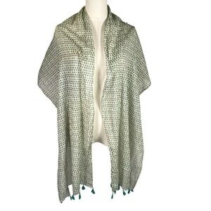 Rock Flower Paper Scarf‎ Cotton Blue Tassel Lightweight Wrap Shawl Boho